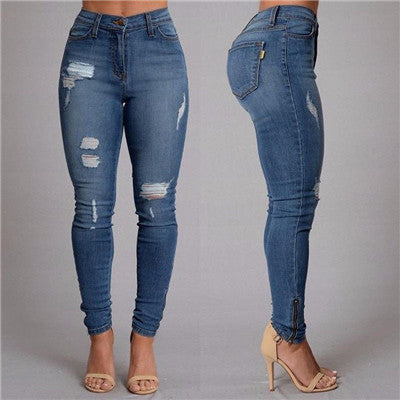 Button Ripped Zipper boyfriend Jeans - MagicVentures