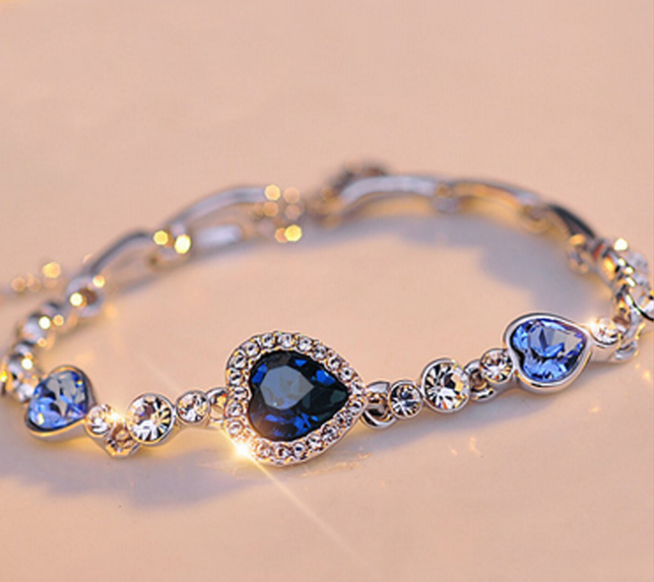 Classic Ocean Heart Crystal Silver Fashion Bracelets - MagicVentures
