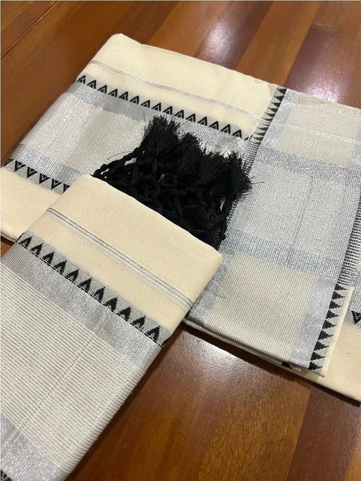 Cotton Set Mundu with Temple Woven Design