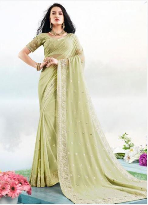 Thread Embroidery Work Saree