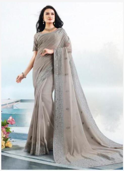 Thread Work Georgette Saree