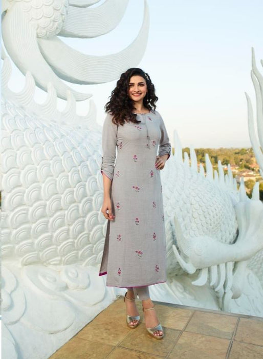 Embroidered Rayon Kurti with Pure Cotton Pocket Pant