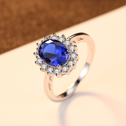 925 Sterling Silver Ring Gemstone Rings Sapphire Blue