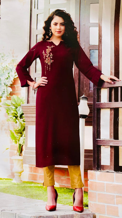 Kurti Top without Bottom (Maroon)