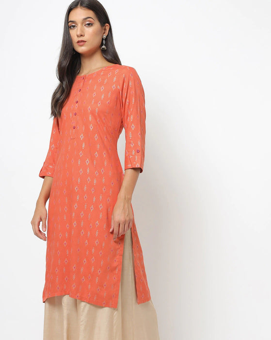 Foil Print Straight Kurti