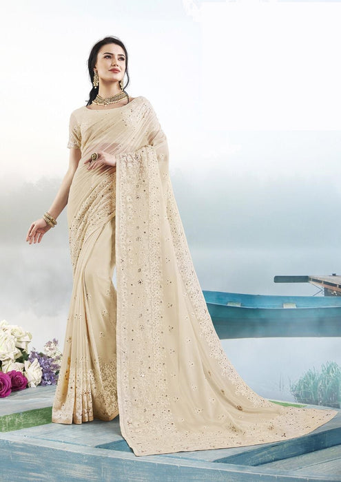 Lakhnavi Thread Work Georgette Saree