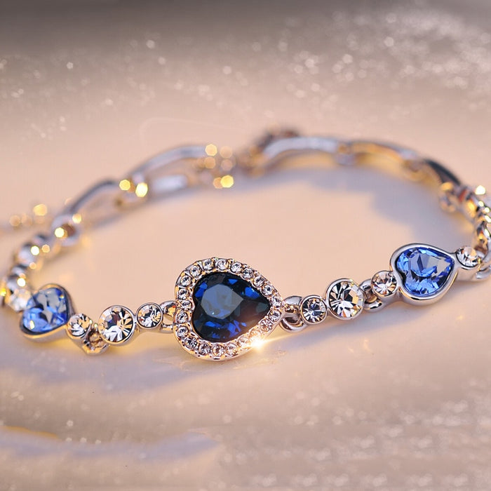 Classic Ocean Heart Crystal Silver Fashion Bracelets - MagicVentures