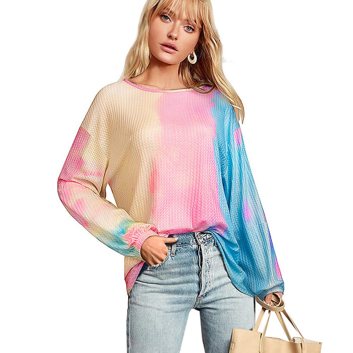 Women Chic tie-dyed Knitted Sweater/Casual Loose Oversize Pullover