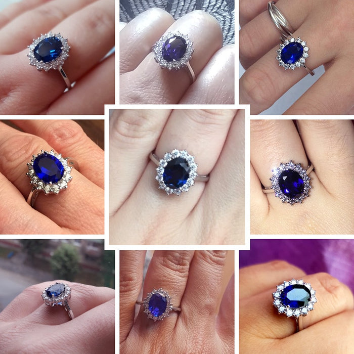 925 Sterling Silver Ring Gemstone Rings Sapphire Blue