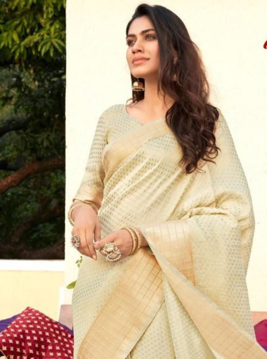 Tissue Saree with Unstitched Blouse