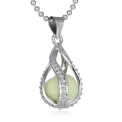 Glowing Necklace Gem Silver Plated / Halloween Hollow Luminous Stone Necklace - MagicVentures