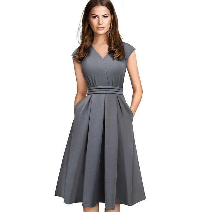 Sleeveless with Pocket A-Line Flare Dress