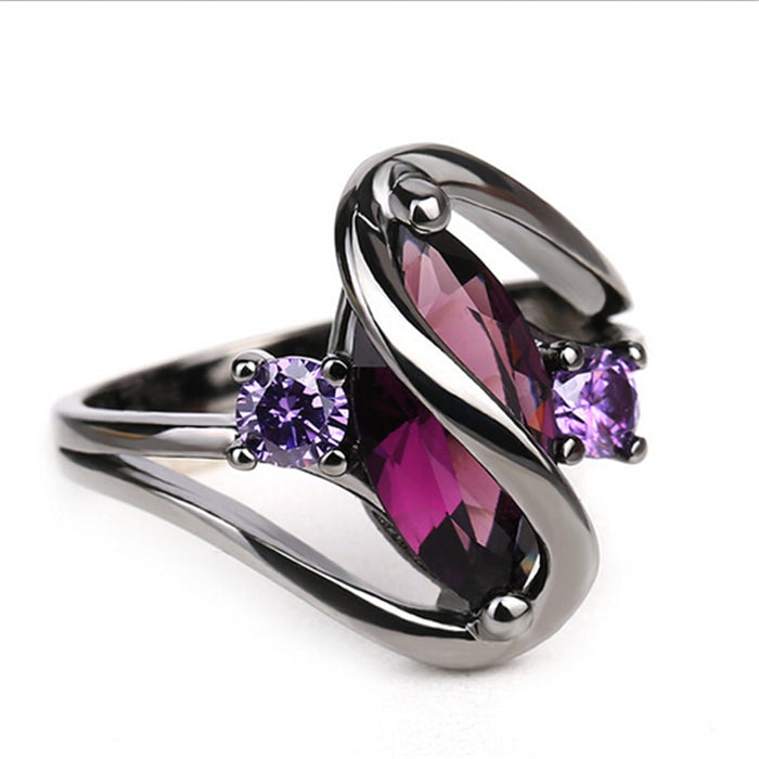 Luxury Vintage Purple Zircon Crystal Colorful Rings